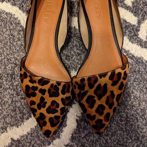 6.5 J Crew Calf Hair De 'Orsay Flats Leopard Print